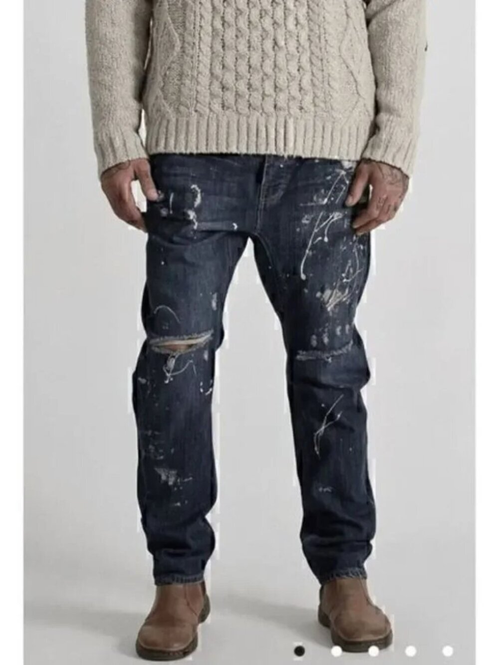 One Teaspoon Cowboy Relaxed Mr Golds Distressed Paint Splattered Jeans Size 30